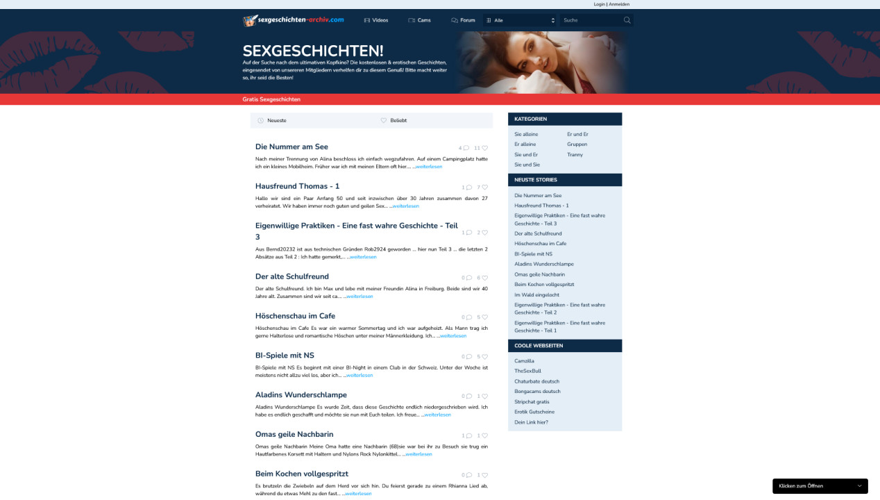 sexgeschichten-archiv.com Startseite Screenshot