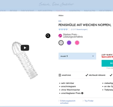 Penishülle mit weichen Noppen, 15 cm, Artikelbild