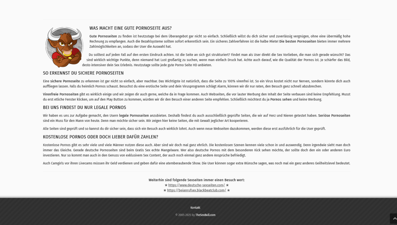 Homepage von thesexbull.com Selbstbeschreibung Screenshot