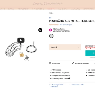 Peniskäfig aus Metall, 12,5 cm, inkl. Schloss – ausführlicher Test & Review, Artikelbild