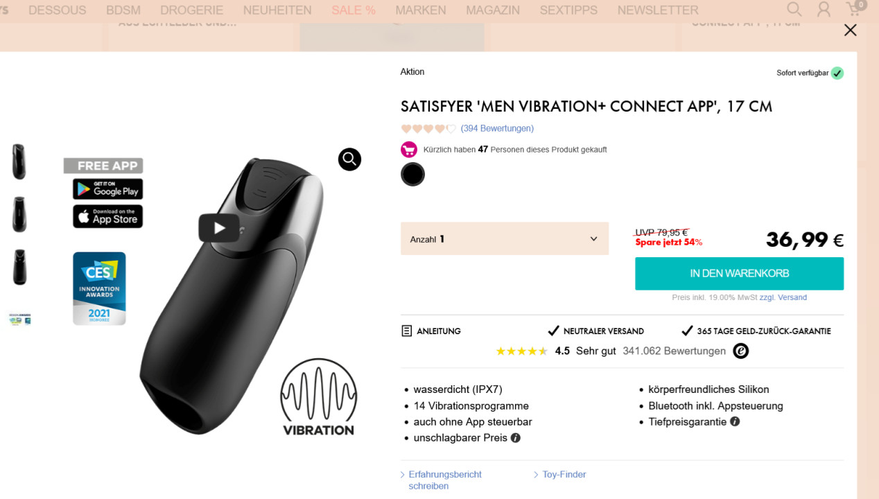 Satisfyer 'Men Vibration+' Vibrator Review, Artikelbild