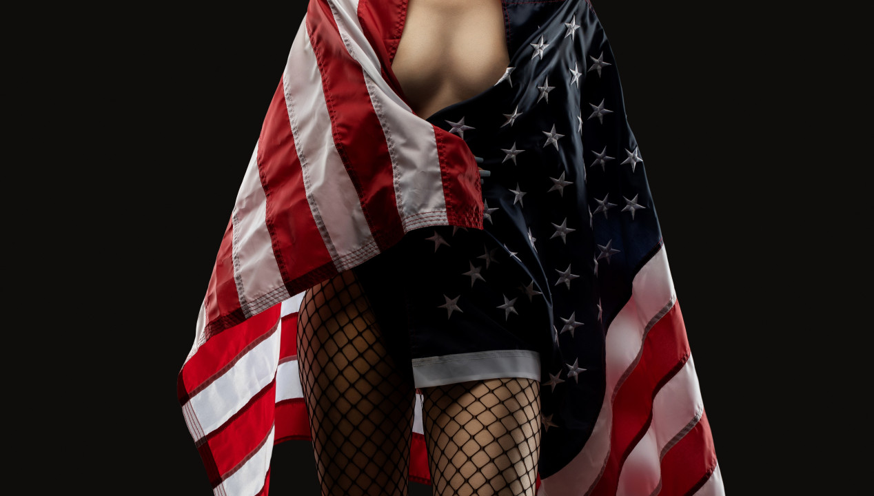 Frau US-Flagge Fischnetz Strümpfe