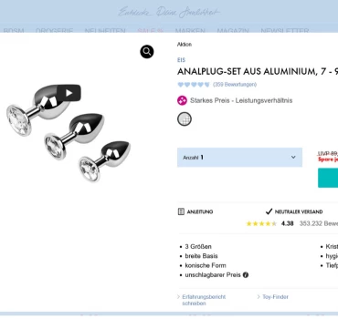 Analplug-Set aus Aluminium, 7-9,5cm, Artikelbild